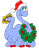 Dinosaur with Christmas Wreath Free Embroidery Design