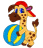 Giraffe With Beach Ball Free Embroidery Design