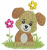 Puppy Dog With Flowers Free Embroidery Design