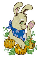 Bunny with Pumpkin Free Embroidery Design
