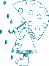Girl with Umbrella Free Embroidery Design